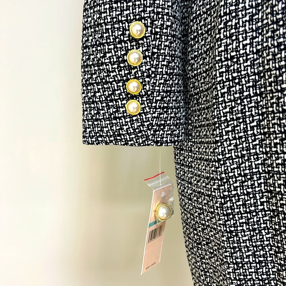NWT Nanette Lepore Black and White Tweed Dress, Size 8 - Picture 4 of 6